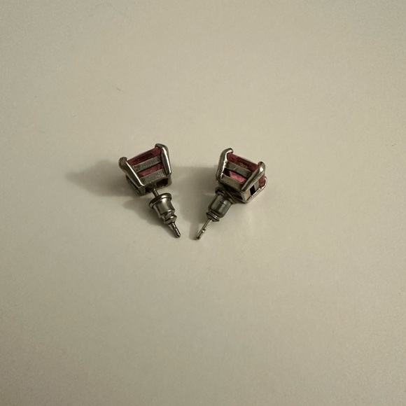 Pink Diamond Square Stud Earrings - Picture 3 of 4